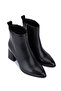 Women's Black Leather Heeled Boots - 2