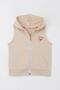 Girl's Vest with Heart & Text Embroidery, Zippered, Ages 3-8, Beige