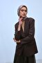 Viscose Velora Scarf Brown-Milky Brown-Green Patterned Non-Slip Textured Tok Duruşlu 90X90 - 3