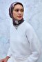 Viscose Velora Scarf Plum-Dried Rose-Petrol Blue Patterned Non-Slip Textured Durable 90X90 - 6