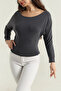 Women's Stretch Fabric Boat Neck Modal Fabric Blouse - 2