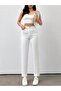 white straight-leg high-waisted women's jeans - 4