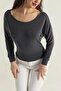 Women's Stretch Fabric Boat Neck Modal Fabric Blouse - 3