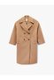 Long Sleeve Buttoned Double Breasted Long Cashmere Coat with Pockets - 3