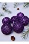 Christmas Tree Pine Tree Ornament Purple Color Sequin Glitter Model 6 Pieces 6 cm Christmas Ball - 5