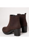 Brown Suede Genuine Leather Women's Boots with Rubber Detail and Internal Zipper - 2