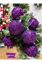 Christmas Tree Pine Tree Ornament Purple Color Sequin Glitter Model 6 Pieces 6 cm Christmas Ball