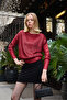 Women's Sweater Shiny Foil Print Sparkling Knitwear Uzunkol Sweater - 4