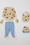 Baby Boy Hospital Release 5-Piece Cute Animals Patterned 0-3 Months, Beige