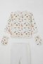Baby Boy Hospital Release 5-Piece Baby Zoo Set 0-3 Months, Ecru - 3