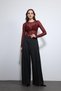 Burgundy Lace Detailed Transparent Blouse - 4