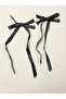 Black polka dot double ribbon bow hair clip - 3