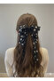 Black and White Polka Dot Patterned Long Tail Bow Buckle