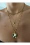 Green Color Pearl Flower Plate Necklace 50-cm