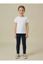 Girl's Navy Blue Corded Fabric Leggings Flexible Waist Narrow Leg Soft Textured Casual Bottom Wear - 2