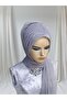 Accessories Included Light Gray Stretch Fabric Fabric Single-Piece Model Practical Shawl Ready-Made Turban Ready-Made Veil Ready-Made Shawl - 4