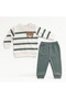 Punch Embroidered Striped Baby 2-Piece Set – Sweatshirt and Bottoms - 4