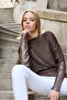 Women's Sweater Shiny Foil Print Sparkling Knitwear Uzunkol Sweater - 4