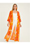 Tropical Mixed Pattern Chiffon Orange Kimono Kaftan Pareo - 4