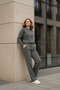 Smoked Fleece-Lined Knitwear Pants Bomber Jacket Women's Top-Bottom Set - 3