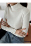 Unisex White Cotton Turtleneck Camisole Slimfit Turtleneck Sweater