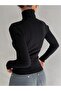 Unisex Dark Black Premium Cotton Turtleneck Camisole Ribbed Slimfit Turtleneck Sweater - 6