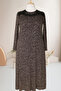 Women's Asude Winter Quality Small Textured Abstract Patterned Black Plus Size Mother Dress