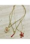 Gold 3-Piece Necklace Set – Paperclip Chain, Red String Crab Necklace, Twisted Chain Combination - 3