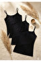 Women's 95% Cotton 3-Piece String Strap Tank Top - Anti-Sweat & Soft Textured Stretchy Fabric
