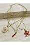 Gold 3-Piece Necklace Set – Paperclip Chain, Red String Crab Necklace, Twisted Chain Combination