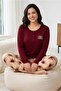 Women's Long Sleeve Viscose Pajama Set Buttoned Crew Neck Comfortable Stylish Home Wear Set - 2