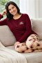 Women's Long Sleeve Viscose Pajama Set Buttoned Crew Neck Comfortable Stylish Home Wear Set - 3
