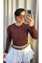 Brown Self-Fastening Italian Sleeve Blouse