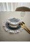 Round Blue American Tablecloth with Polka Dot and Festoon Detail (30X30Cm) - 5