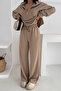 Oversized Zippered Collar Knitted Modal Women's Suit 1153 - Form Series - 5