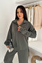 Oversized Zippered Collar Knitted Modal Women's Suit 1153 - Form Series - 6