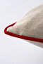 Xmas Beige Embroidered Piped Throw Pillow Cover 45X45 2550 - 6