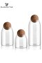 3-Piece Glass Food Storage Jar With Round Ball Cork Lid