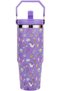 30 oz Purple Unicorn Kids Tumbler Stainless Steel Insulated Large Water Bottle 900 ml with Handle & Flip Straw Cute Leak-Proof Travel Mug for Girls Cup Holder Friendly