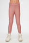 Powder Pink Girl's Winter Leather Trousers - 2