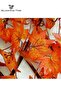 1.2m Bamboo & Wood Extensible Wicker Fence with Orange Simulation Maple Leaf - 2