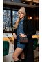 Vintage Suede and Leather Women's Shoulder Bag with Knitted Pattern, Adjustable Strap, and Charm Detail, Optional - 5