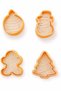 4-Piece Christmas Cookie Mold 3133 Assorted Colors - Pine Tree Gingerbread Man Snowman Press Dough Cutter - 3