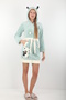 Women's Hooded Embroidered Zip-Up Short Robe - 2