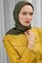 Viscose Velora Scarf Dark Green Oil Green Striped Lightweight Flowy 90X90 - 2