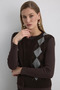 Baklava Patterned Knitwear Wool Vest - Brown - 4