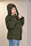 Boys' Winter Waterproof Hooded Fleece-Lined Fiber Puffer Windproof Khaki Coat - 5