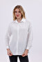 Women's Oversized White Linen Blend Long Sleeve Basic Shirt - Stylish and Comfortable Everyday Wear Piece - 4