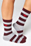 Women's Gray-Burgundy Socket Stitch-Free Heart Patterned Socks 3-Pack Non-Squeezing Socks / Non-Marking - 4
