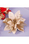 28 cm – Sequined Bud Gold Poinsettia Christmas Flower Decorative Ornament - 4